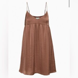 Things Between V-neck Satin Babydoll Dress